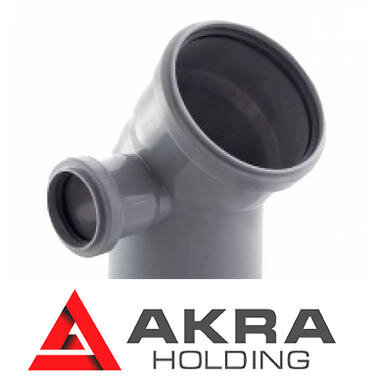 Отвод (полуотвод) канализационный 110х45гр с левым выходом 50 ПП