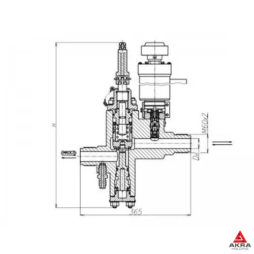 Клапан невозвратно-управляемый проходной с электромагнитным и ручным управлением 522-35.4289-01 (ИПЛT.492911.001-01) 32х400